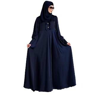 Umbrella abaya in shiny nida fabric- Navy Blue